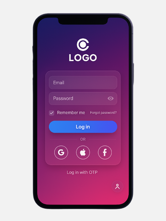 Android and iOS app screen mockups