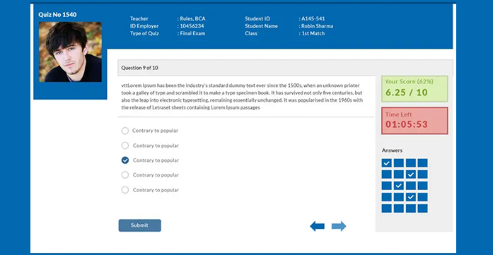 Theory exam interface placeholder